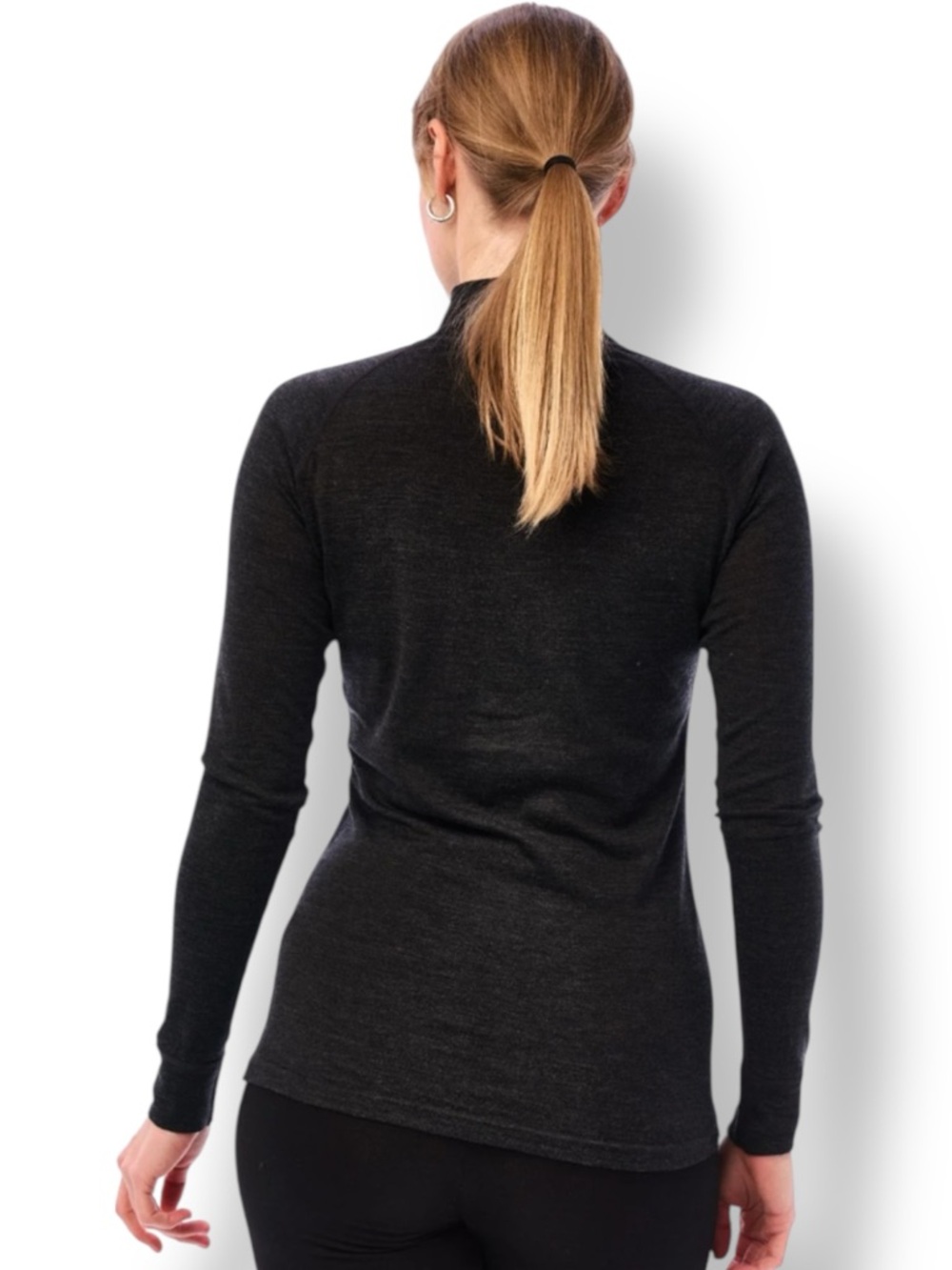 MERIWOOL Layers Midweight 250g 100% Merino Wool Quarter Zip Top In Charcoal M - Picture 3 of 14